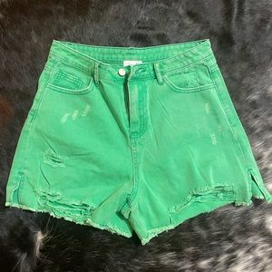 PINK LILY jean shorts (green)